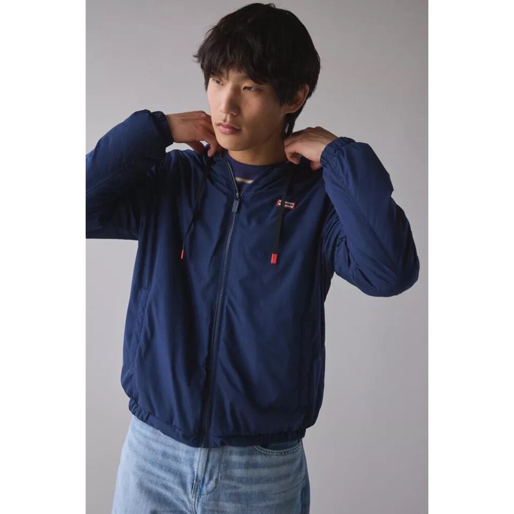 Hunter Baltico Jacket M Navy Hooded Rain Jacket EUC Coastal Preppy SpringLayer